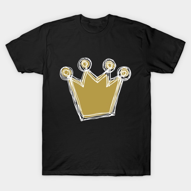 White and Gold Crown Minimalist Sketch T-Shirt by ellenhenryart